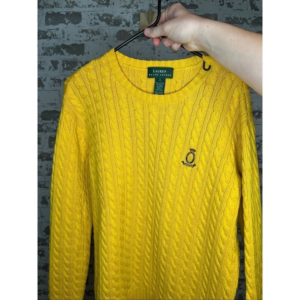 Ralph Lauren | women yellow vintage cable knit crewneck sweater